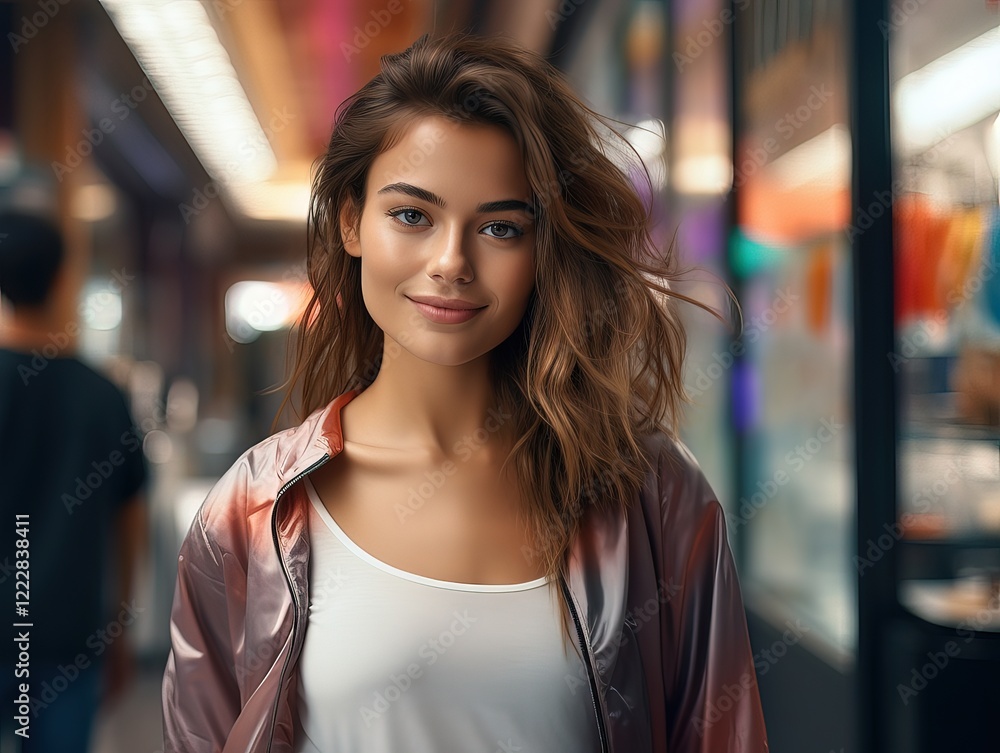 Elegant smiling model, frontal face capture, radiant beauty, poised expression, fashion essence. Elegant smiling model, frontal face capture, radiant beauty, poised expression, fashion essence.