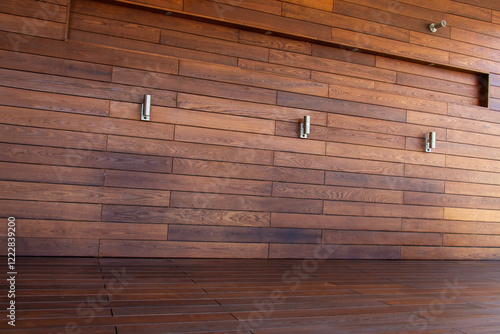 Treated thermo ash wooden wall cladding and decking