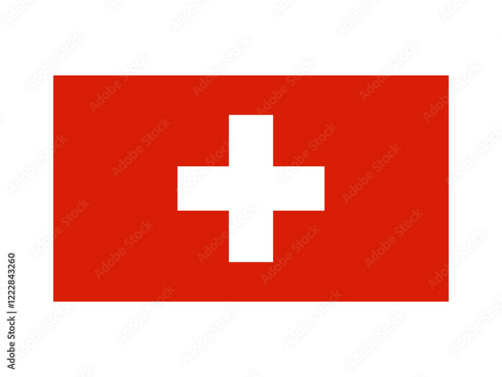 Switzerland national flag isolated on white. Official colors and image of the cross, simple flat design. Vector clipart or icon for Swiss events and news illustration, travel or politics banner. Switzerland national flag isolated on white. Official colors and image of the cross, simple flat design. Vector clipart or icon for Swiss events and news illustration, travel or politics banner.