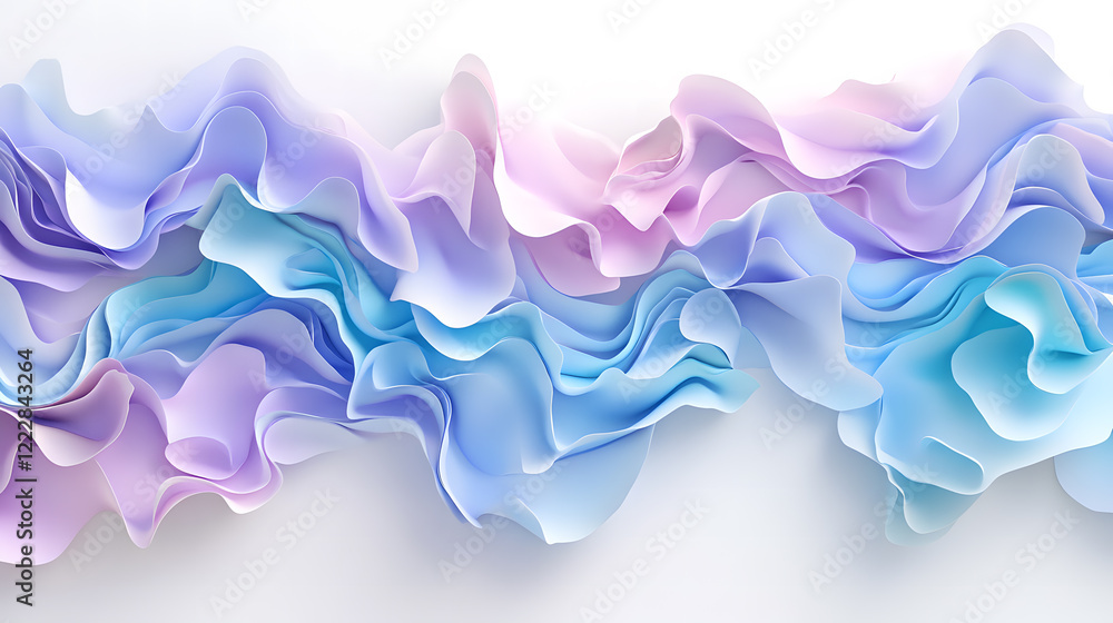 Abstract Gradient Waves in Pastel Pink and Blue Tones