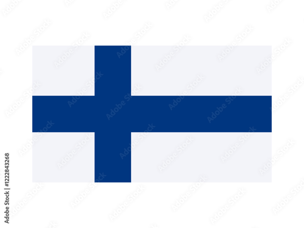 Naklejka premium Finland national flag isolated on white. Official colors and image of the cross, simple flat design. Vector clipart or icon for Finnish events and news illustration, travel or politics banner.