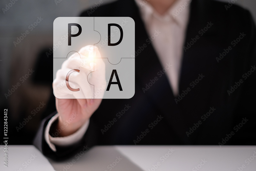 PDCA Plan do check act cycle diagram flow model process management business strategy concept PDCA Plan do check act cycle diagram flow model process management business strategy concept