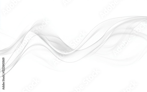 Abstract white background with wavy lines and curves for design, 3D rendering illustration