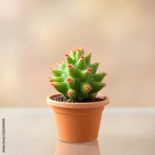 The potted succulent cactus with prickly thorns adds a touch of nature to any home decor photo