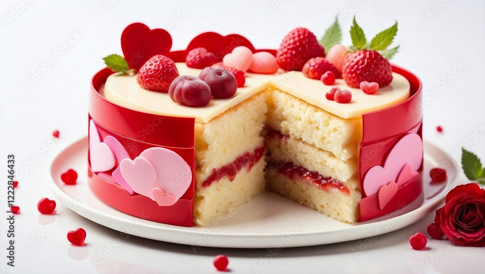 cake with strawberries and cream for valtines day celebrations cake with strawberries and cream for valtines day celebrations