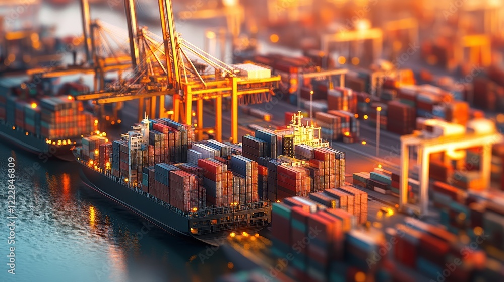 Fototapeta premium Global trade hub, advanced data visualization, 3D illustration.