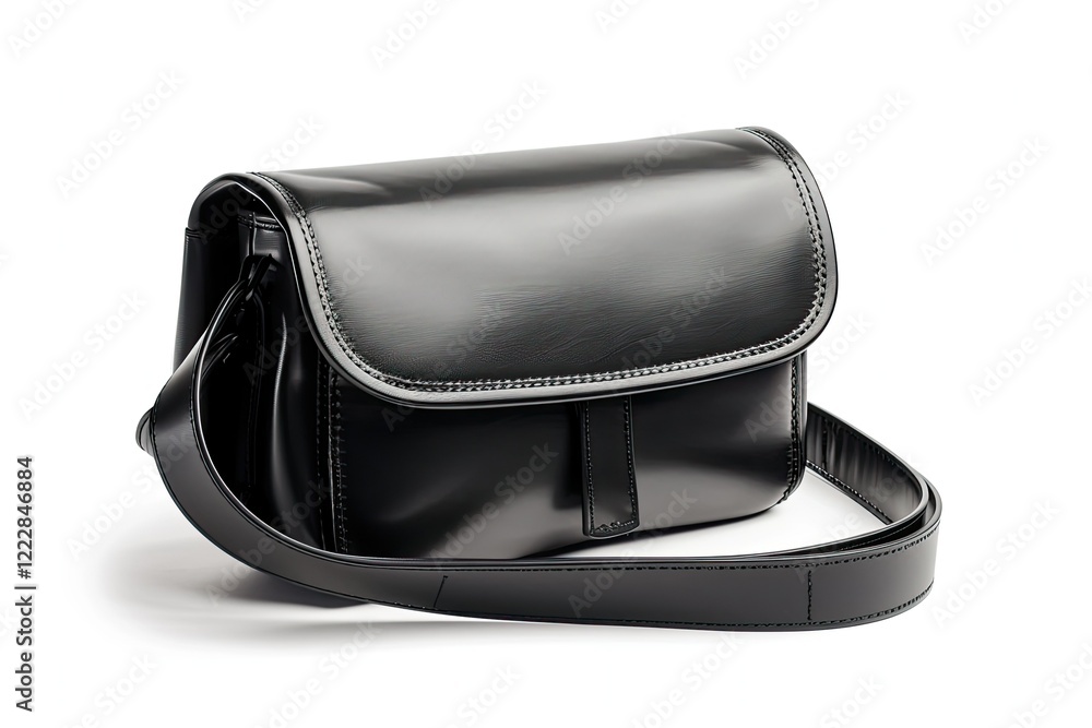 Premium Quality Image of Black Bag with Belt Isolated on White Premium Quality Image of Black Bag with Belt Isolated on White