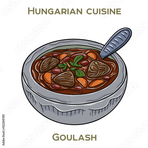 Goulash is a hearty Hungarian stew made with beef, onions, paprika, and various spices, often served with noodles or dumplings.