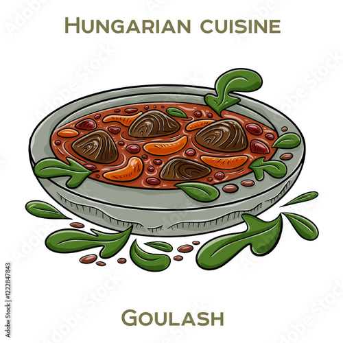 Goulash is a hearty Hungarian stew made with beef, onions, paprika, and various spices, often served with noodles or dumplings.