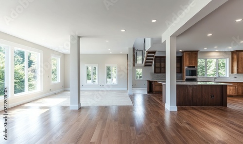 Wallpaper Mural Homebuilding concept. Spacious open concept home interior with unfinished details and natural light Torontodigital.ca