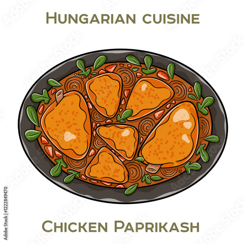 Chicken paprikash is a traditional Hungarian dish featuring tender chicken simmered in a rich, creamy paprika-infused sauce, often served with dumplings or pasta.