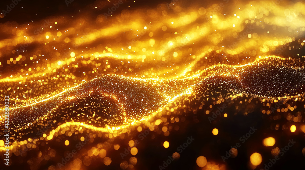 Fototapeta premium Golden Abstract Art: Sparkling Waves of Luxury and Opulence