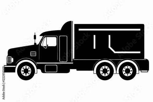 Modern Semi-Truck Line Art Illustration