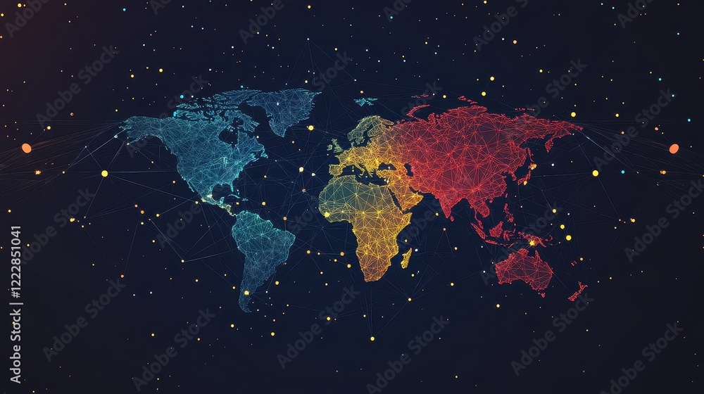Fototapeta premium logistics network flat design front view global trade animation Split-complementary color scheme.