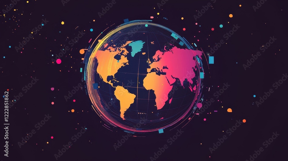 Fototapeta premium logistics network flat design front view global trade animation Split-complementary color scheme.