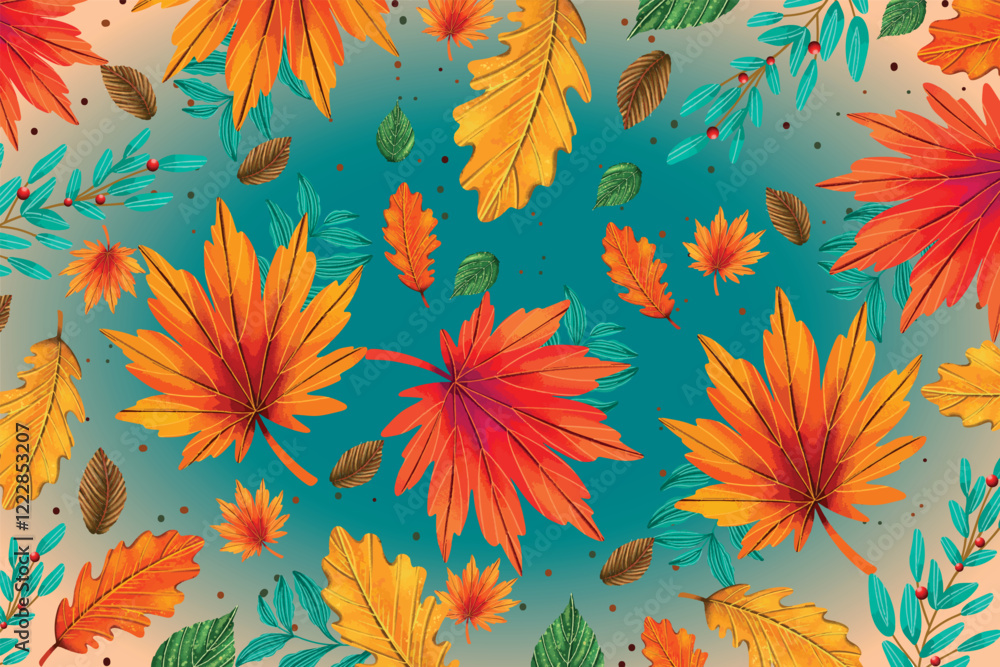 Hand drawn background with autumn leaves Hand drawn background with autumn leaves