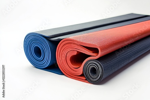 Colorful Rolled Up Yoga Mats for a Healthy Lifestyle photo