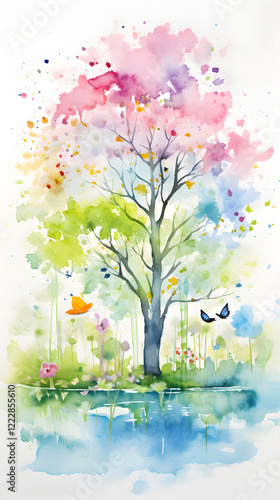 Wallpaper Mural Digital watercolor natural spring landscape abstract graphic poster background Torontodigital.ca