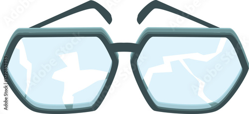Broken sunglasses with cracked lenses reflecting light, depicting damage and impaired vision