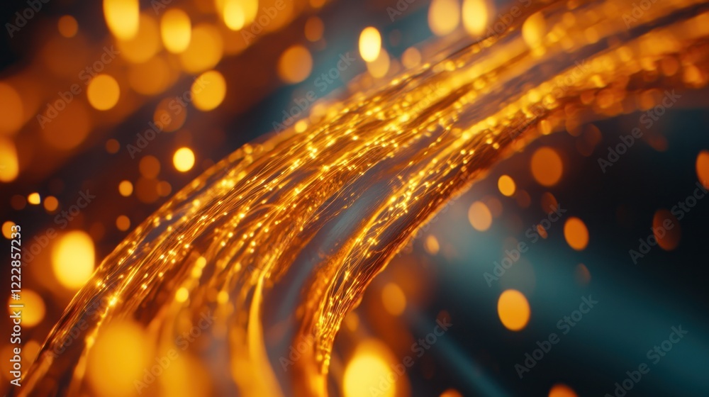 Naklejka premium Golden Light Stream Abstract Swirling Design