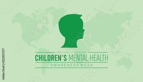 February is Children s Mental Health Awareness Week. Vector template Design for banner, greeting card, poster, prints, social media post ,flyer , T shirt with background.