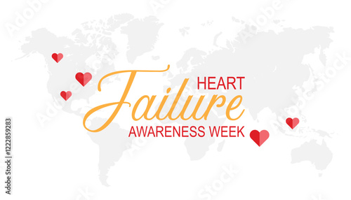 February is Heart Failure Awareness Week. Vector template Design for banner, greeting card, poster, prints, social media post ,flyer , T shirt with background.