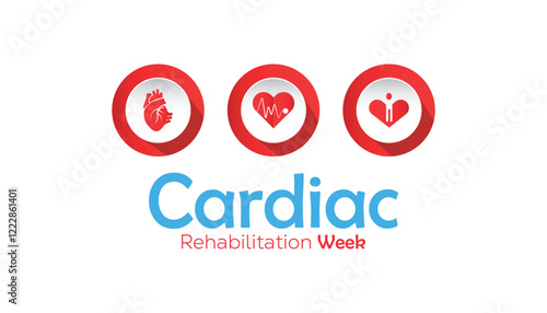 February is National Cardiac Rehabilitation Week. Vector template Design for banner, greeting card, poster, prints, social media post ,flyer , T shirt with background.