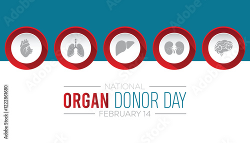 February is National Organ Donor day. Vector template Design for banner, greeting card, poster, prints, social media post ,flyer , T shirt with background.