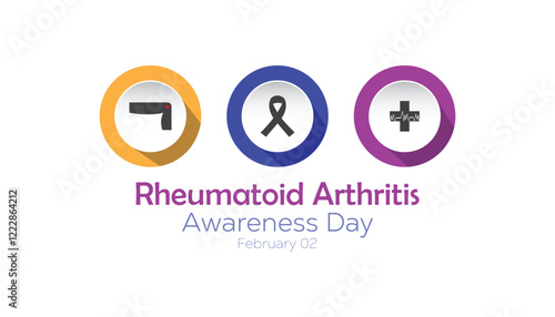 February is Rheumatoid Arthritis Awareness Day. Vector template Design for banner, greeting card, poster, prints, social media post ,flyer , T shirt with background.