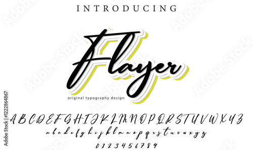 Flayer Font Stylish brush painted an uppercase vector letters, alphabet, typeface