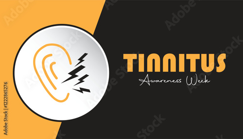 February is Tinnitus Awareness Week. Vector template Design for banner, greeting card, poster, prints, social media post ,flyer , T shirt with background.