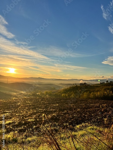 Autumn sunset in Tuscany.