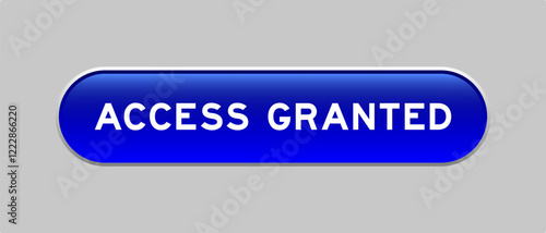 Blue color capsule shape button with word access granted on gray background