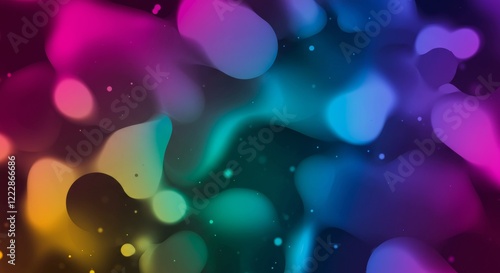 Abstract liquid forms, a vibrant dance of colors. An artistic composition of swirling shapes and gradients, radiating energy and emotion. 