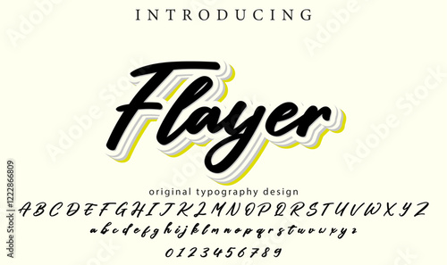 Flayer Font Stylish brush painted an uppercase vector letters, alphabet, typeface