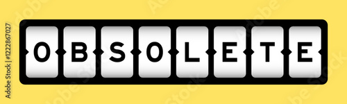 Black color in word obsolete on slot banner with yellow color background