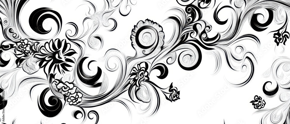Abstract sak yan art, Thai sacred patterns, clean black lines on white, spiritual and minimalist design Abstract sak yan art, Thai sacred patterns, clean black lines on white, spiritual and minimalist design