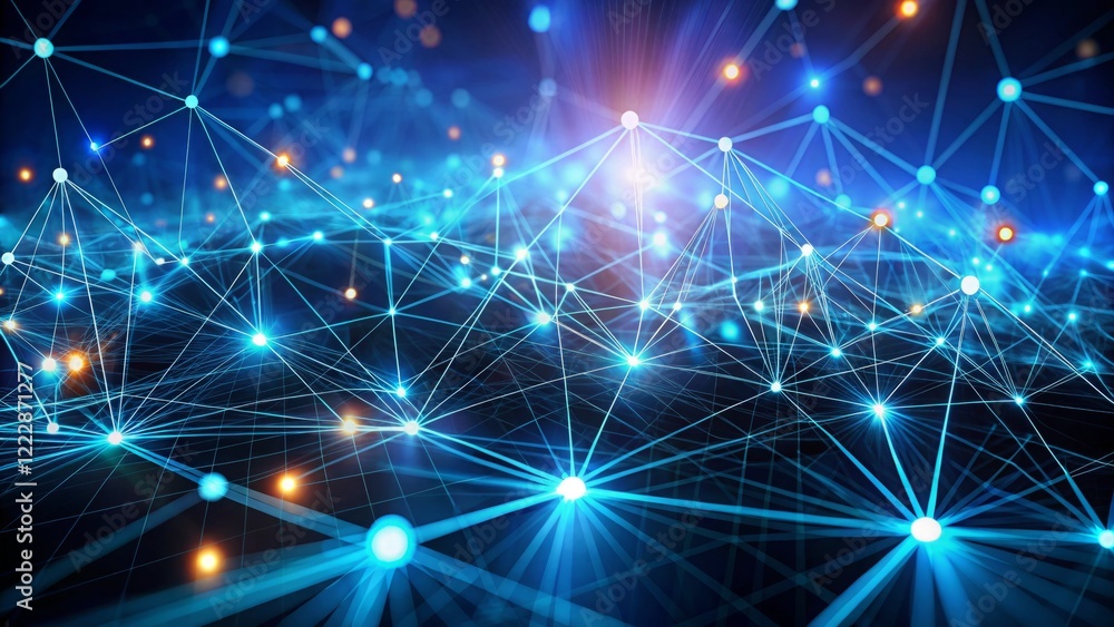 Futuristic Network Connections with Bright Nodes and Abstract Design Futuristic Network Connections with Bright Nodes and Abstract Design