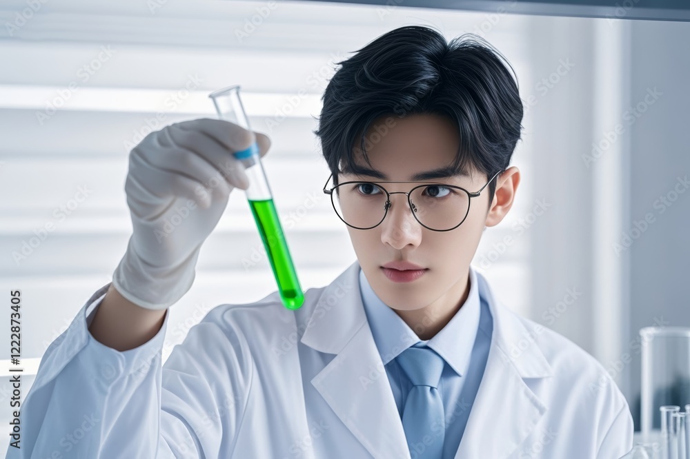 arafed male in a lab coat holding a green flask arafed male in a lab coat holding a green flask