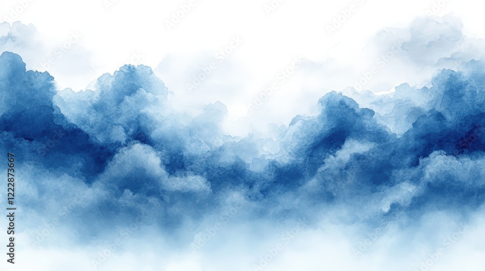 Abstract Blue Watercolor Background with Soft Cloud Textures for Creative Design and Artistic Projects Abstract Blue Watercolor Background with Soft Cloud Textures for Creative Design and Artistic Projects