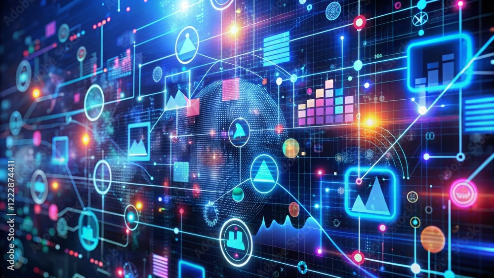 Abstract Digital Background with Data Visualization and Technology Elements Abstract Digital Background with Data Visualization and Technology Elements