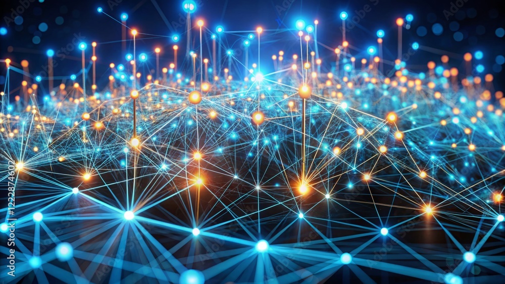 Abstract Digital Network with Bright Points and Connecting Lines Abstract Digital Network with Bright Points and Connecting Lines