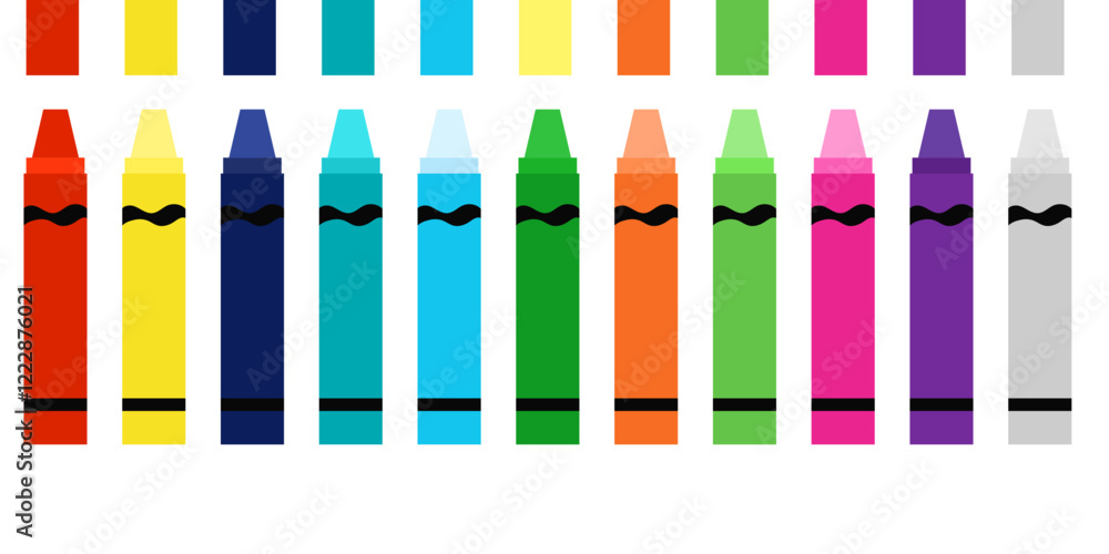 set of popular crayon color element stock. back to school set of popular crayon color element stock. back to school