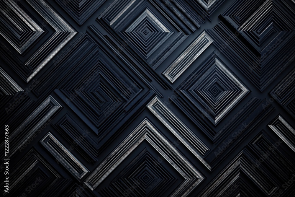 Dark geometric pattern, 3D squares, abstract background, digital art, website design Dark geometric pattern, 3D squares, abstract background, digital art, website design