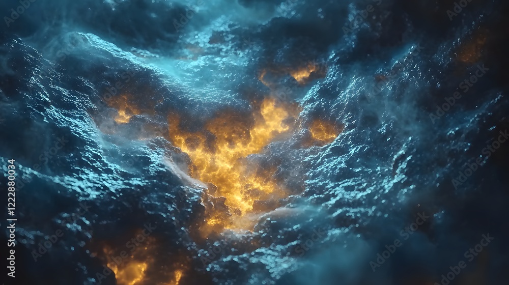 Fototapeta premium Abstract Digital Waves and Holographic Art