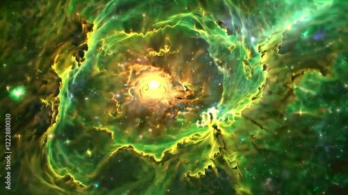 Green Cosmic Nebula – Mystical Galactic Explosion