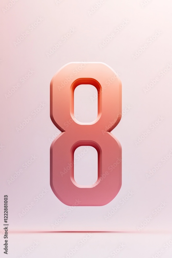 Bold number 8 stands out against soft gradient background, showc Bold number 8 stands out against soft gradient background, showc