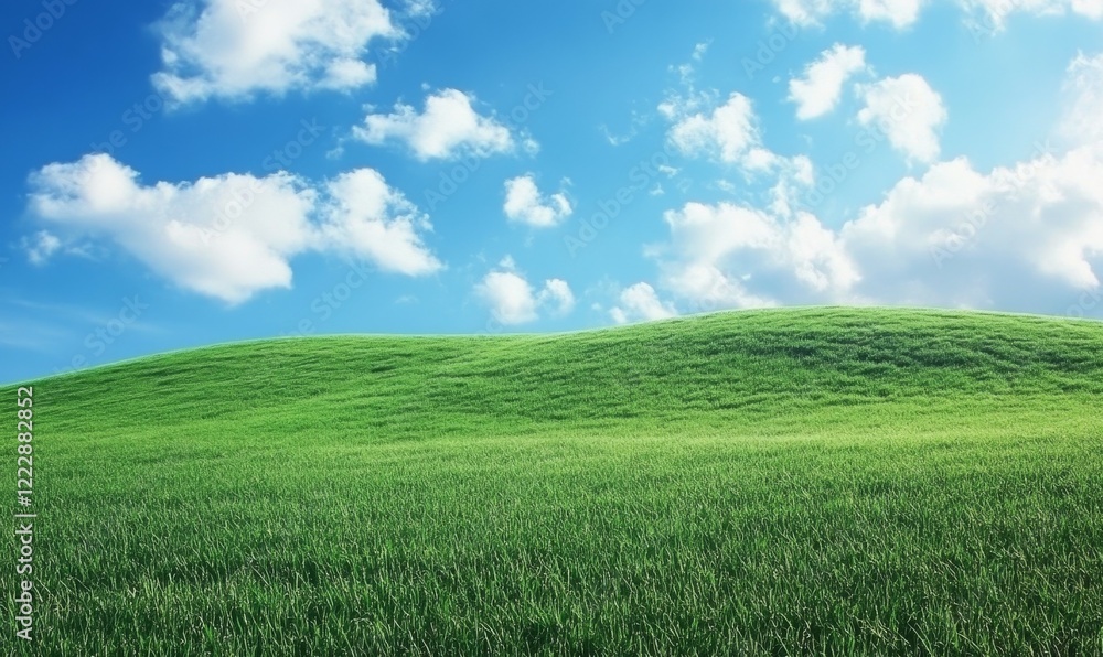 Lush green crop field stretches under a bright summer sky Lush green crop field stretches under a bright summer sky