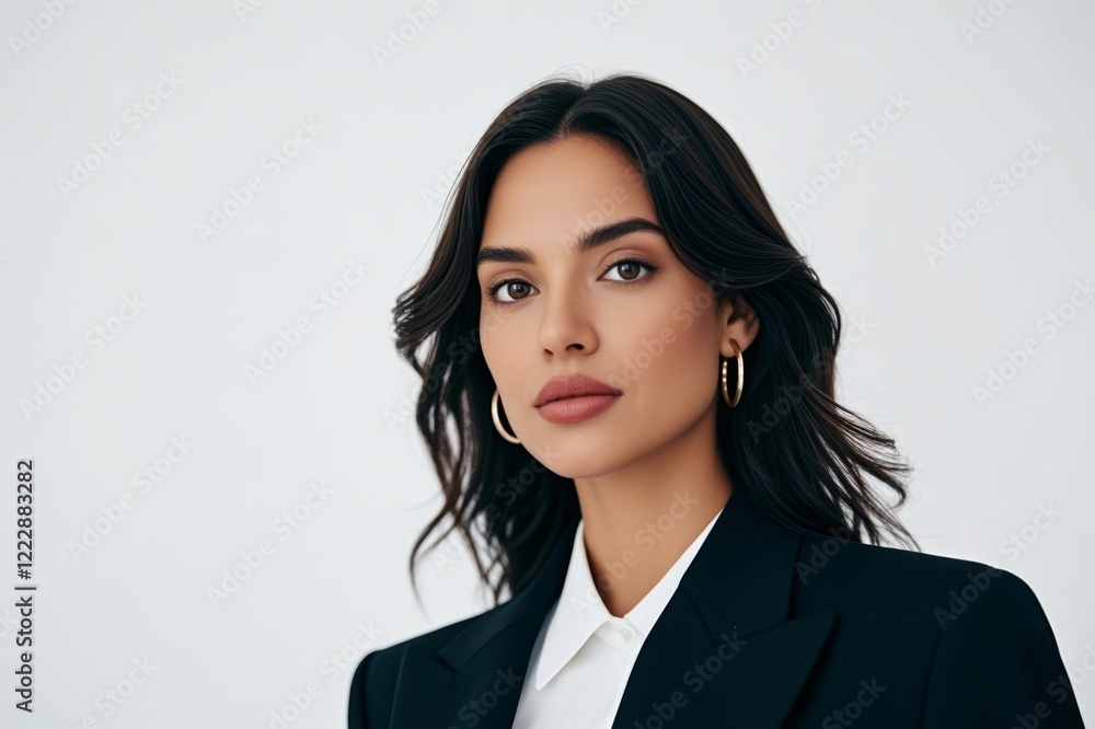 arafed woman in a black jacket and white shirt looking at the camera arafed woman in a black jacket and white shirt looking at the camera
