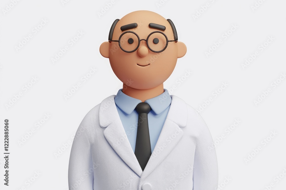 A friendly 3D cartoon doctor wearing glasses and a lab coat. A friendly 3D cartoon doctor wearing glasses and a lab coat.